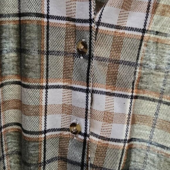 Eden & Olivia Plaid Button-Up Shirt 3/4 Roll Tab Sleeves Women's Large - Picture 3 of 12